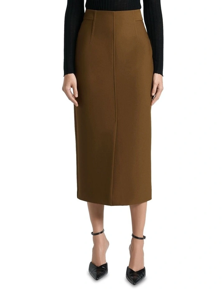 High Waisted Body Con Skirt in Nutmeg image 3