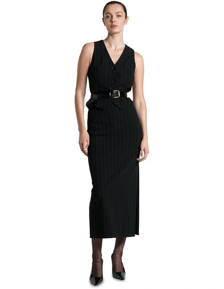 Pinstripe Waistcoat in Black image 1