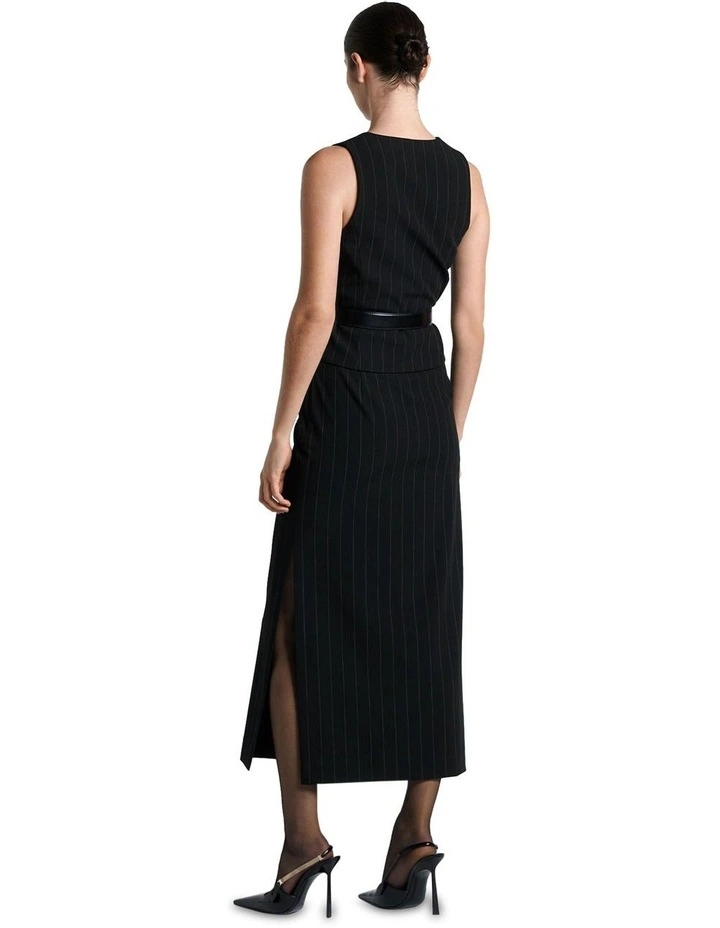Pinstripe Waistcoat in Black image 3