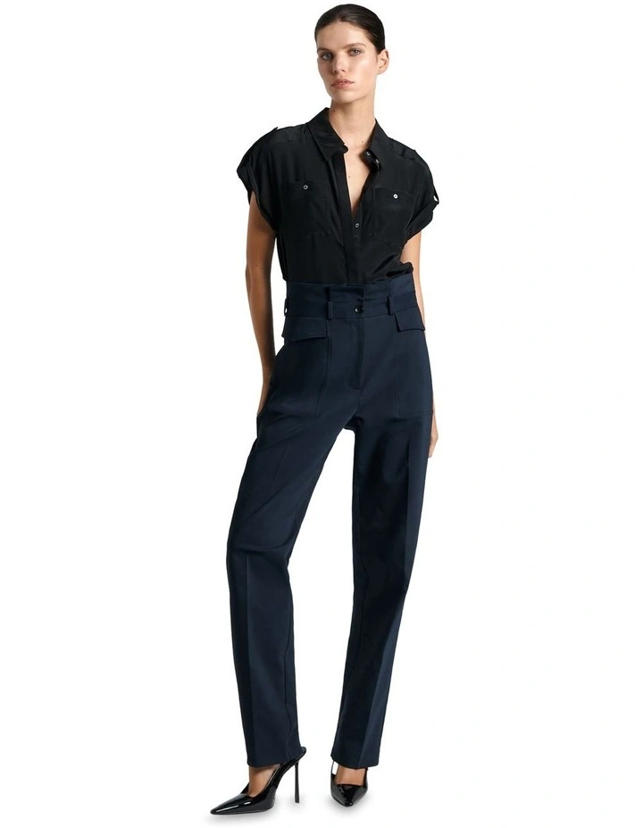 Satin Utility Shirt in Black image 1