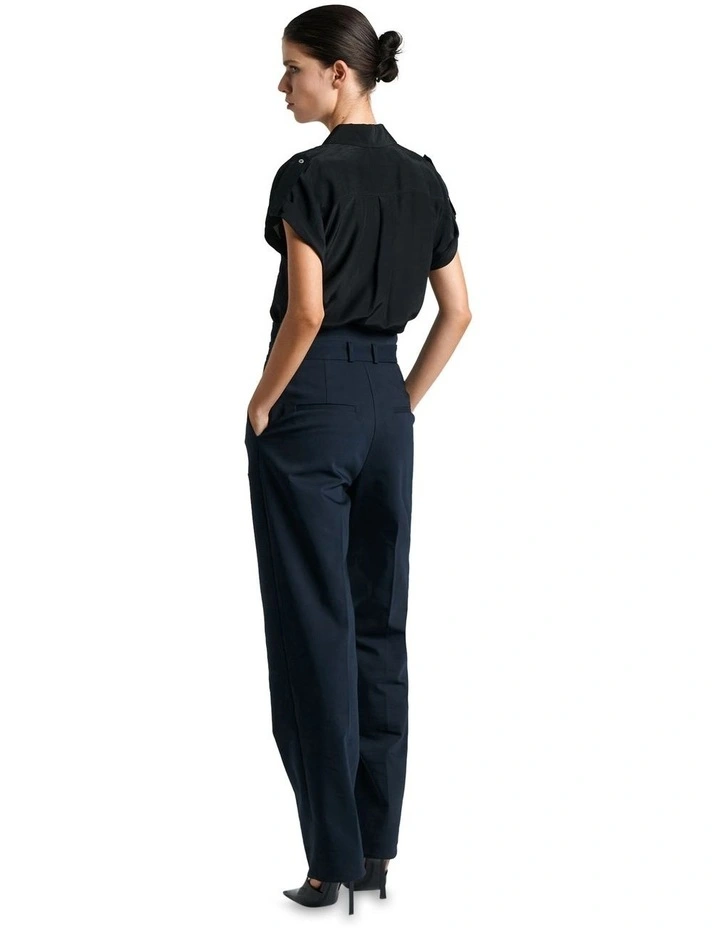 Satin Utility Shirt in Black image 3