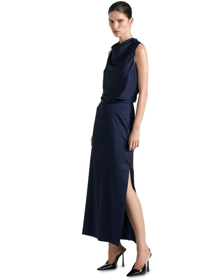 Drapey Satin Sleeveless Top in Ink image 1