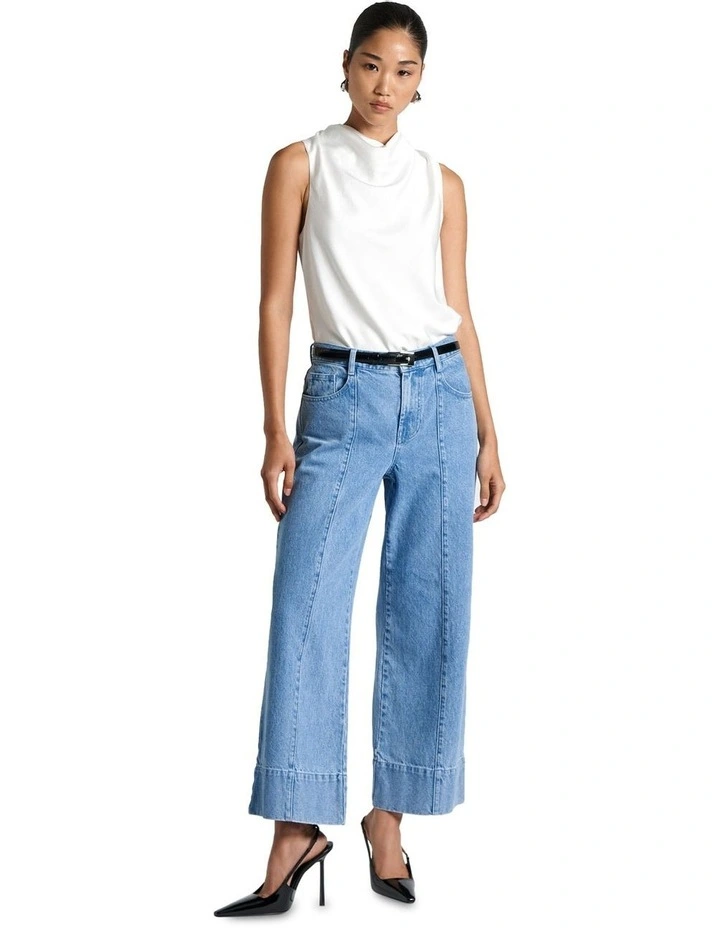 Draped Neck Blouse in White image 1