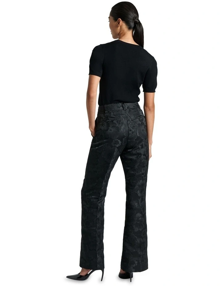 Short Sleeve Round Neck Knit Top in Black image 3