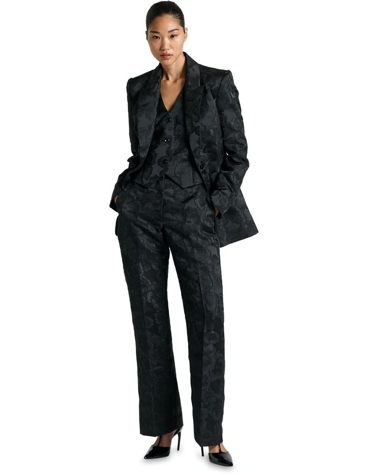 Jacquard Hourglass Blazer in Black image 1