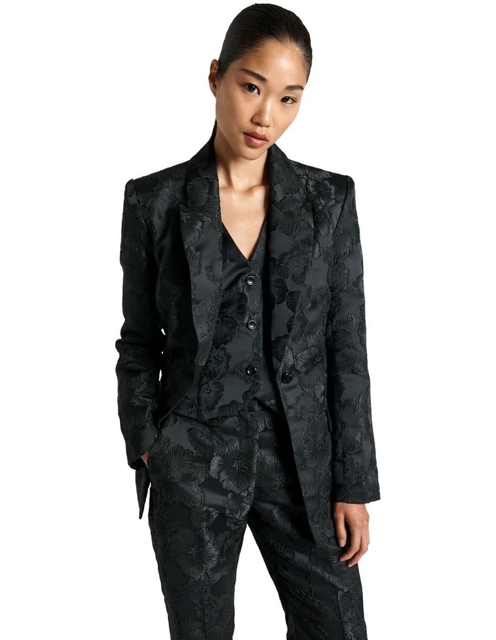 Jacquard Hourglass Blazer in Black image 2