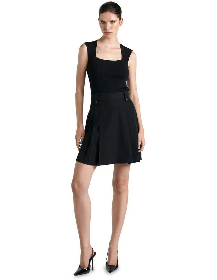 Hardware Detail A-line Skirt in Black image 1