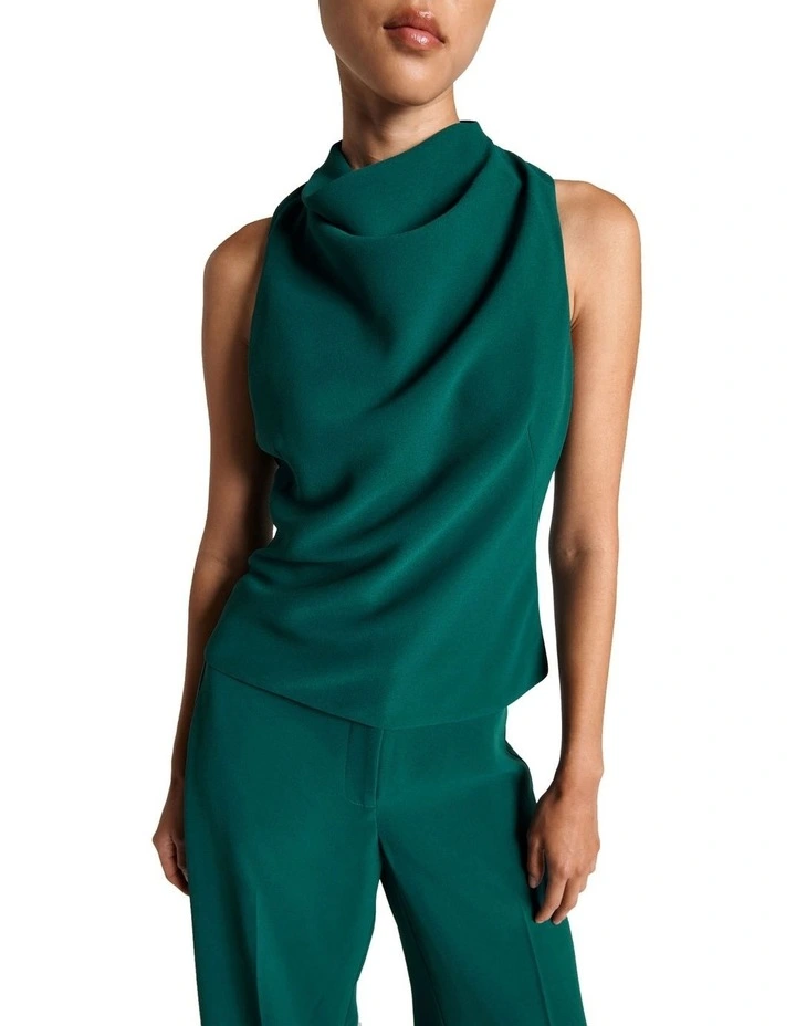 Soft Neck Sleeveless Top in Forest image 2