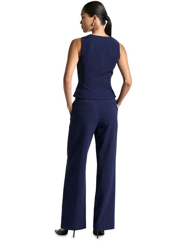 Double Weave Faux Wrap Top in Navy image 3