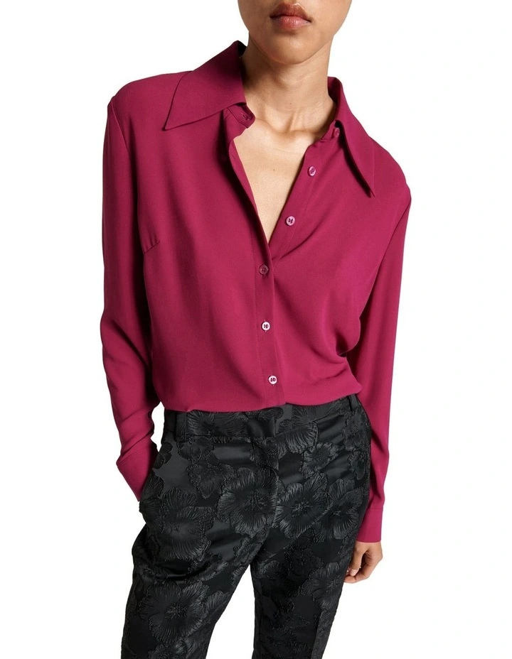 Recycled Georgette Shirt in Raspberry image 2