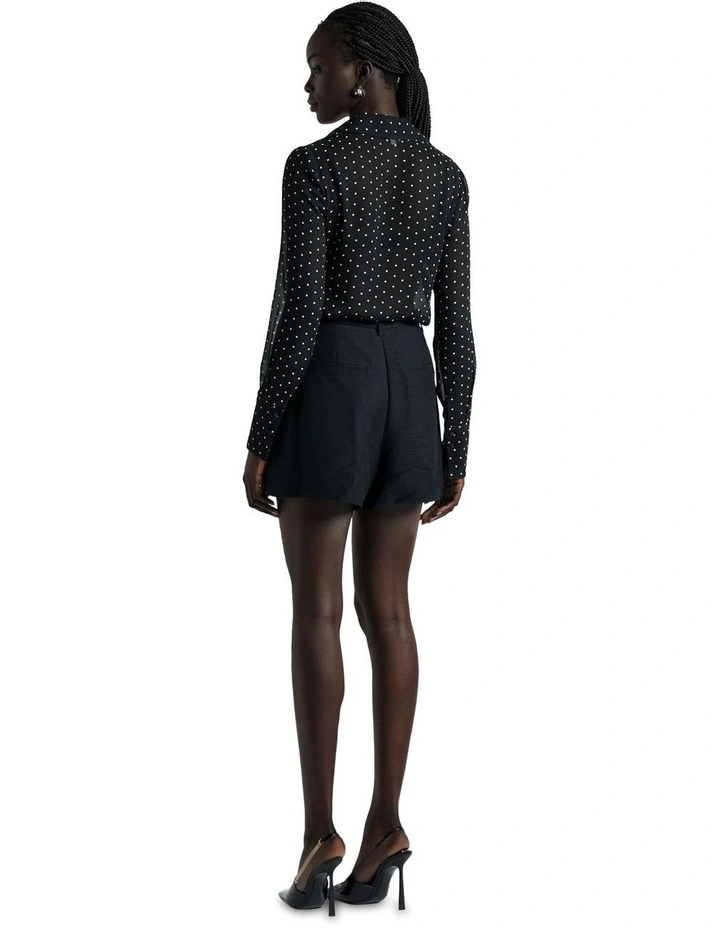 Polka Dot Georgette Shirt in Black image 3