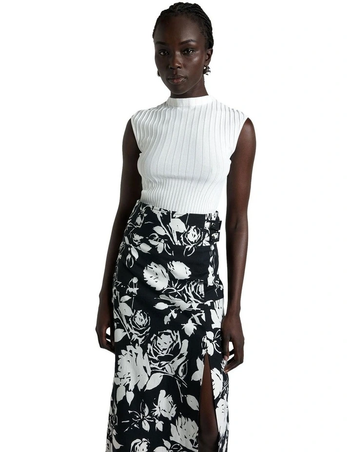 Rib Cap Sleeve Knit Tank in Off White image 2