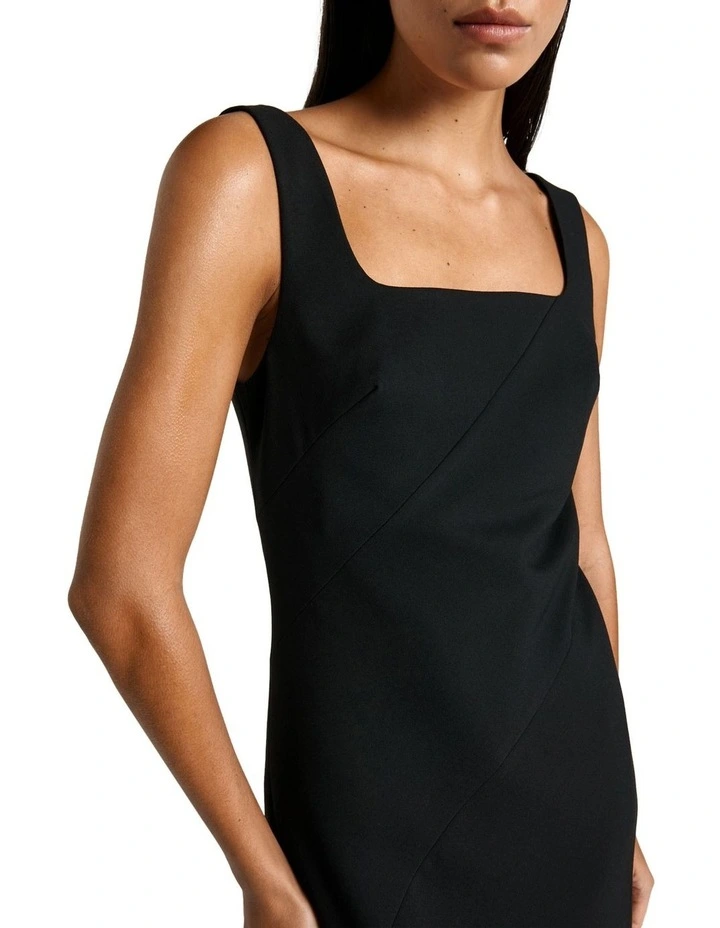 Square Neck Panelled Dress in Black image 2