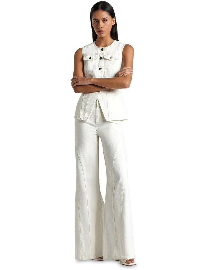 Denim Buttoned Vest in Ecru image 1