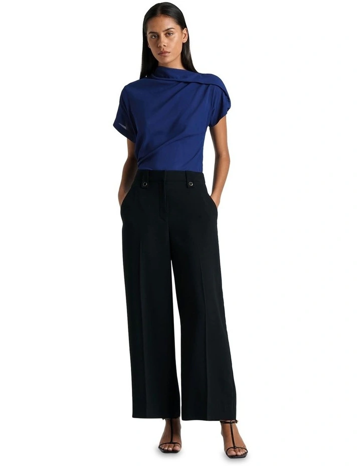 Draped Fold Neck Top in Cobalt image 1