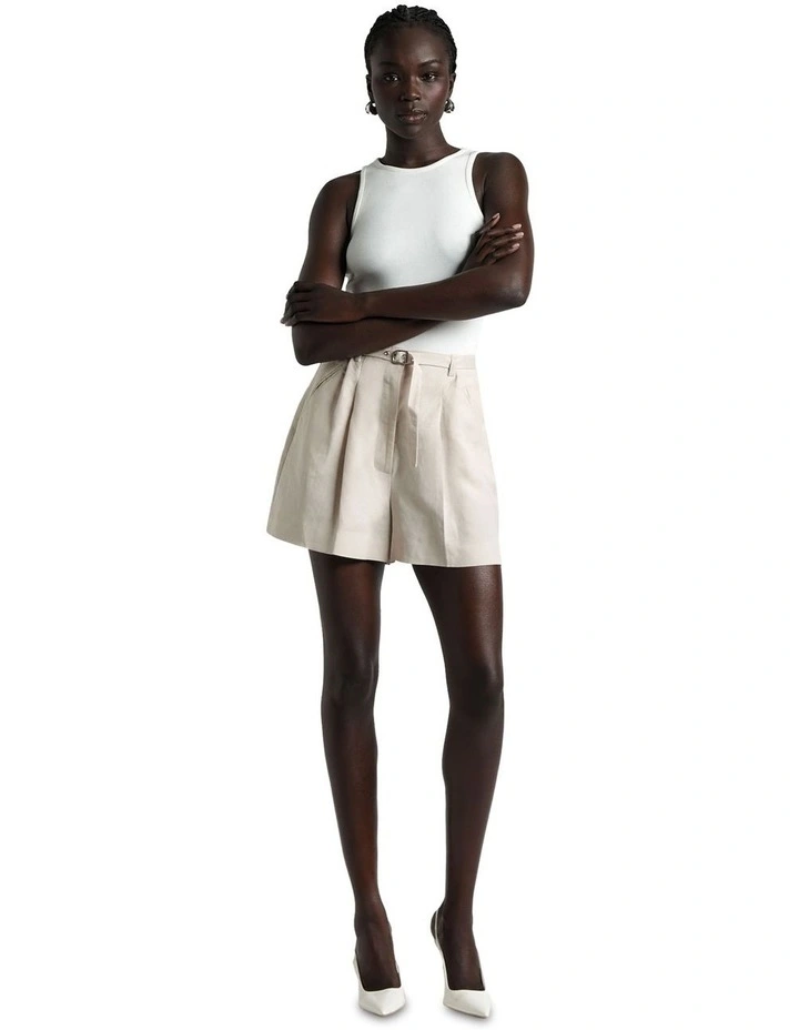 Ribbed High Neck Tank in Ivory image 1