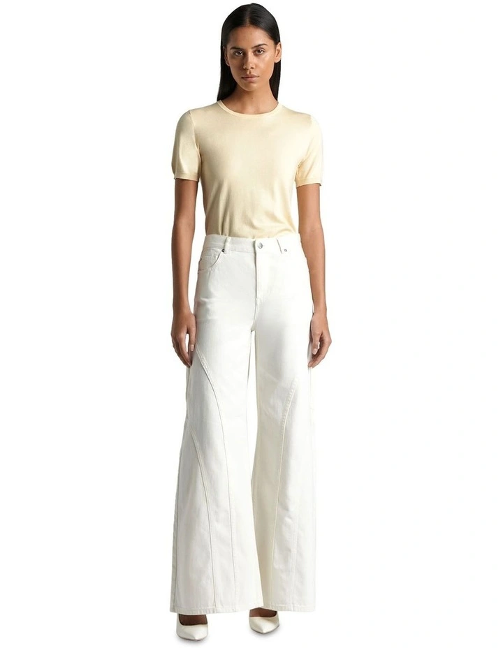 Short Sleeve Round Neck Knit in Butter image 1