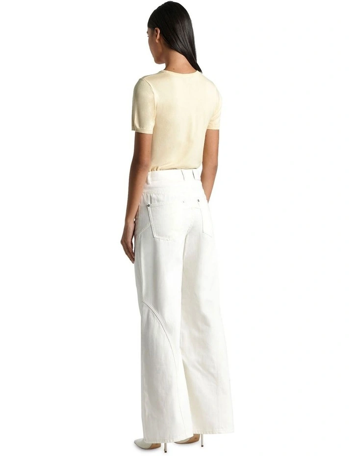 Short Sleeve Round Neck Knit in Butter image 3