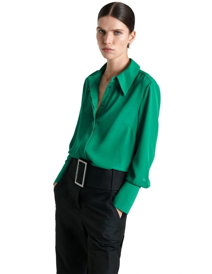 Jade Georgette Shirt in Green image 2