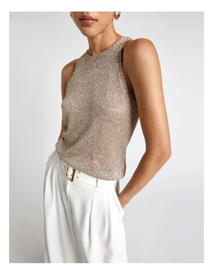 Sequin Knit Tank in Champagne image 2