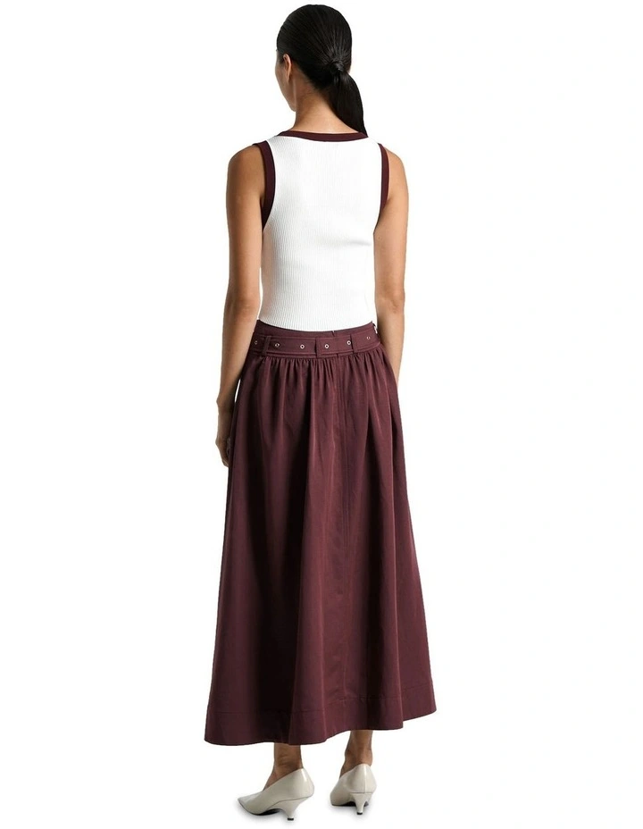 Modal Belted Eyelet Detail Midi Skirt in image 3