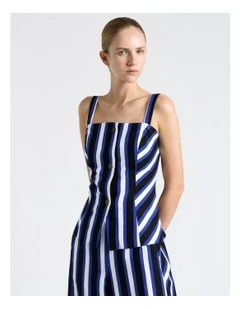 Linen Blend Bold Stripe Top in Multi