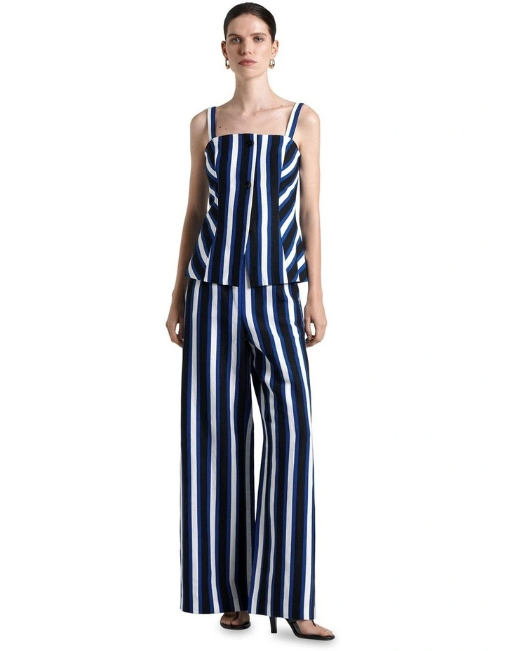 Linen Blend Bold Stripe Top in Multi image 1