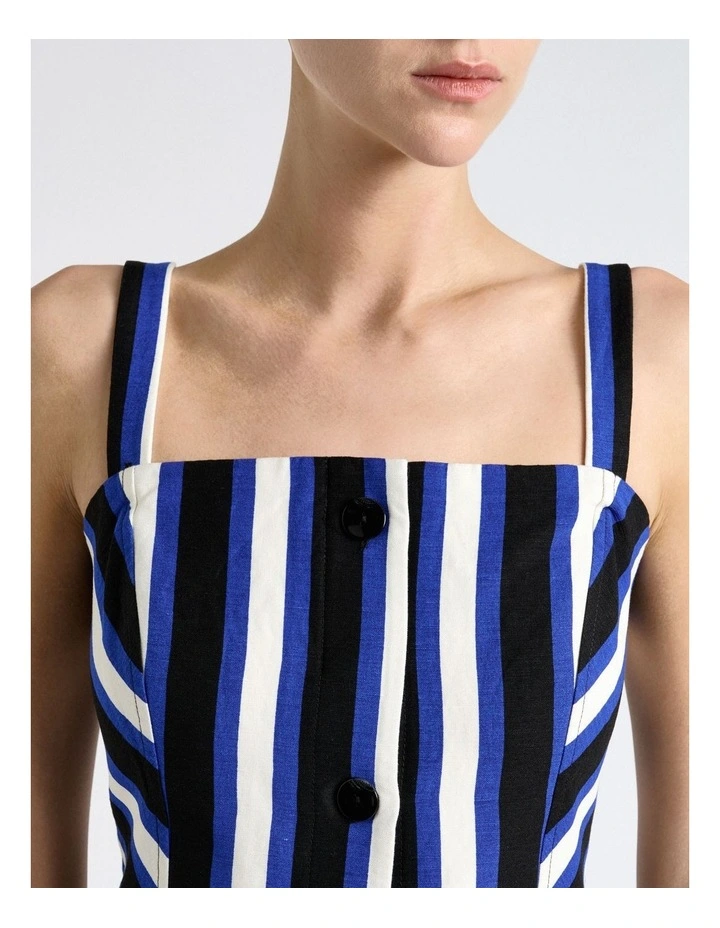 Linen Blend Bold Stripe Top in Multi image 4
