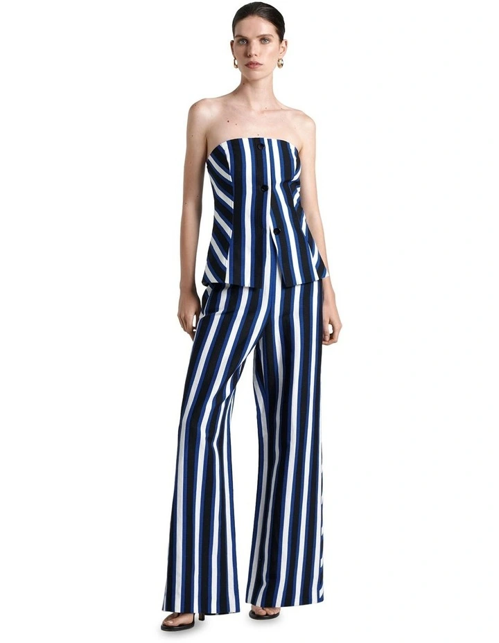 Linen Blend Bold Stripe Top in Multi image 4