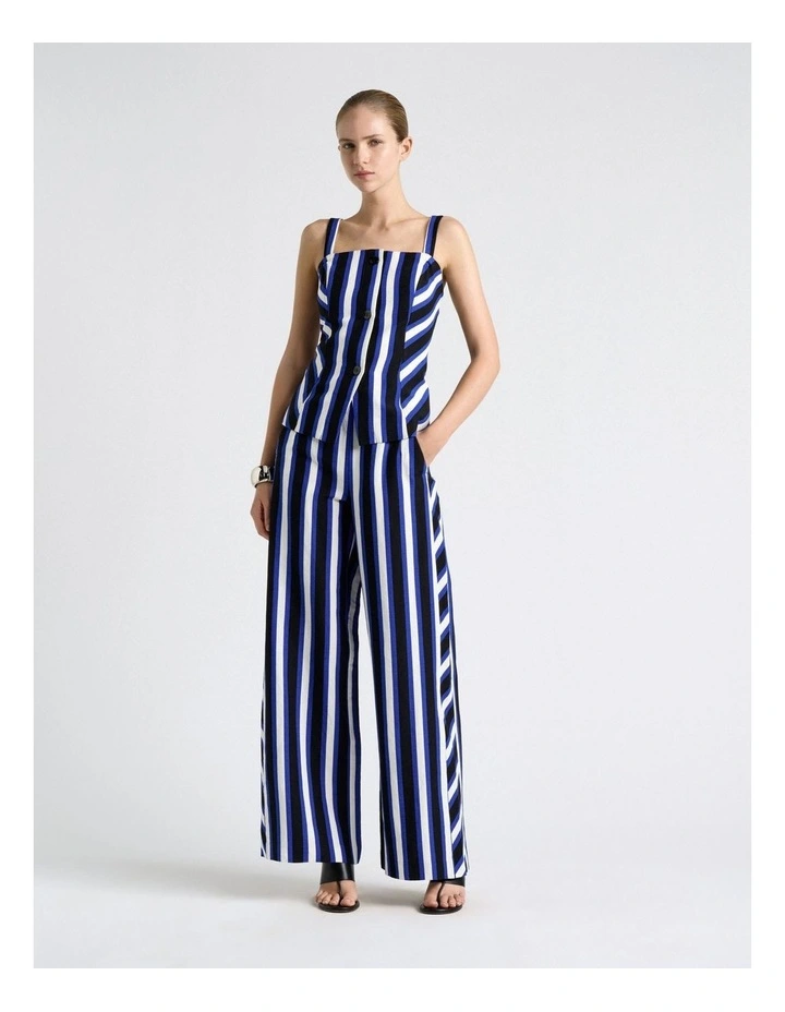 Linen Blend Bold Stripe Top in Multi image 5