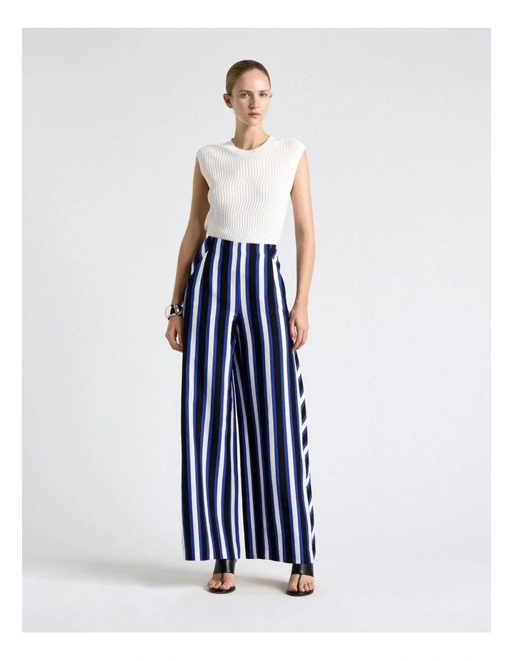 Linen Blend Bold Stripe Pant in Multi image 4
