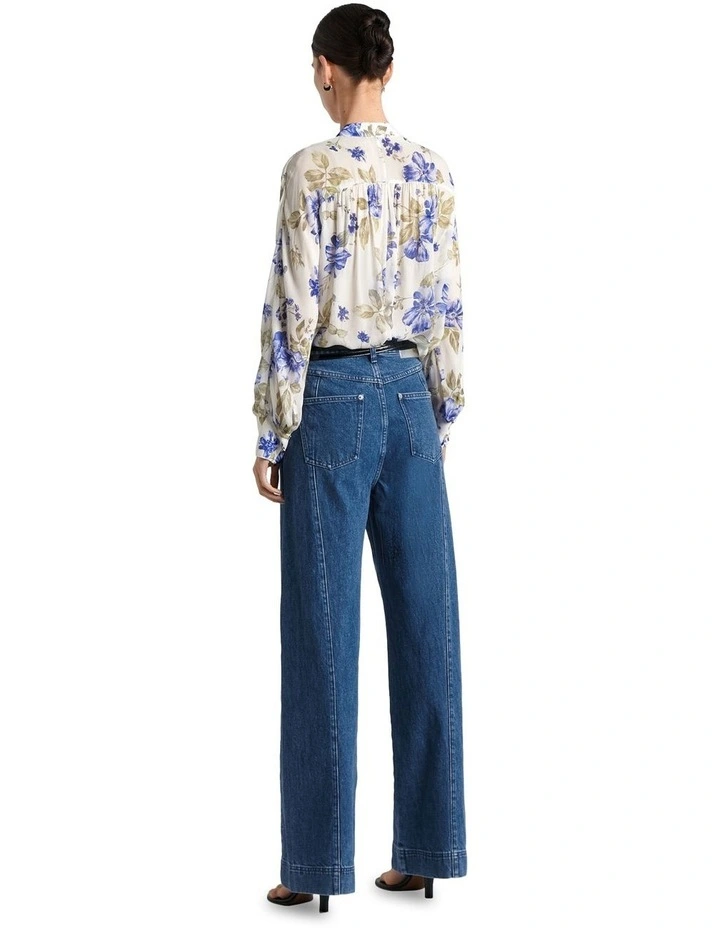 Floral Georgette Summer Blouse in Off White image 3