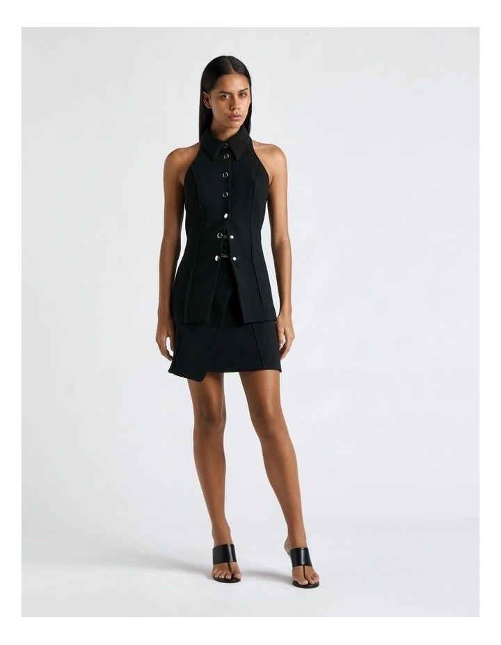 Longline Waistcoat in Black image 1