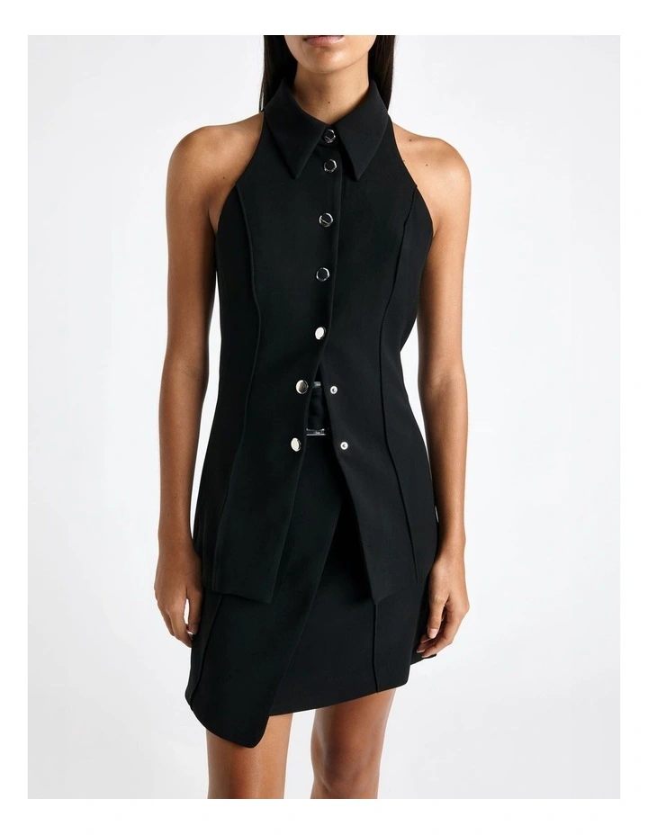 Longline Waistcoat in Black image 3