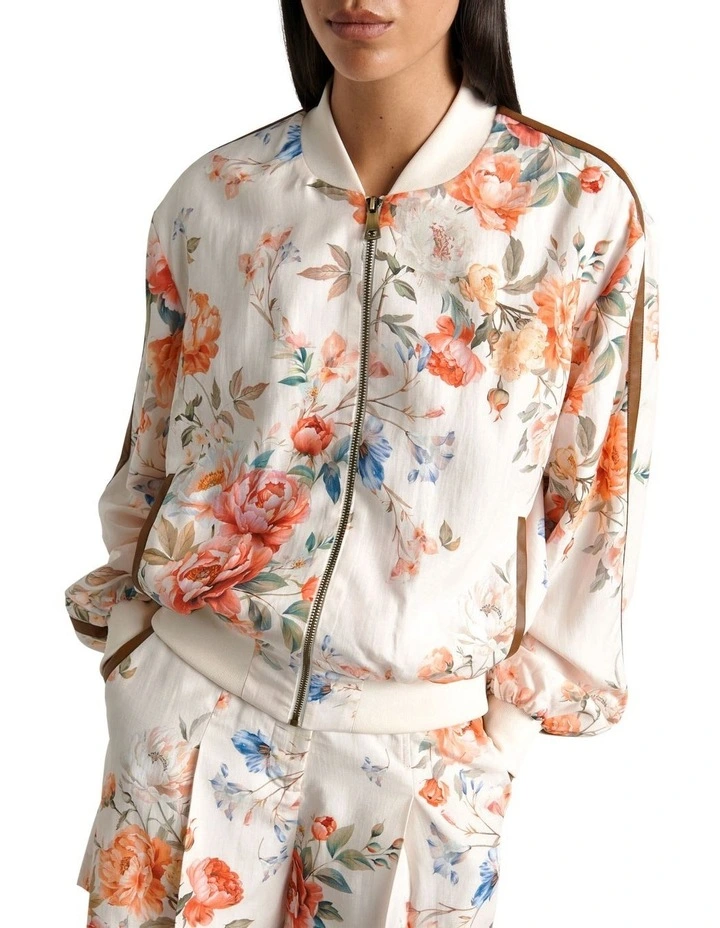 Peony Garden Bomber Jacket in Bisque image 3