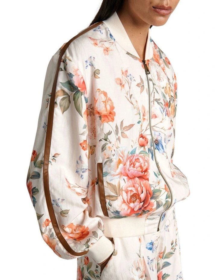 Peony Garden Bomber Jacket in Bisque image 4