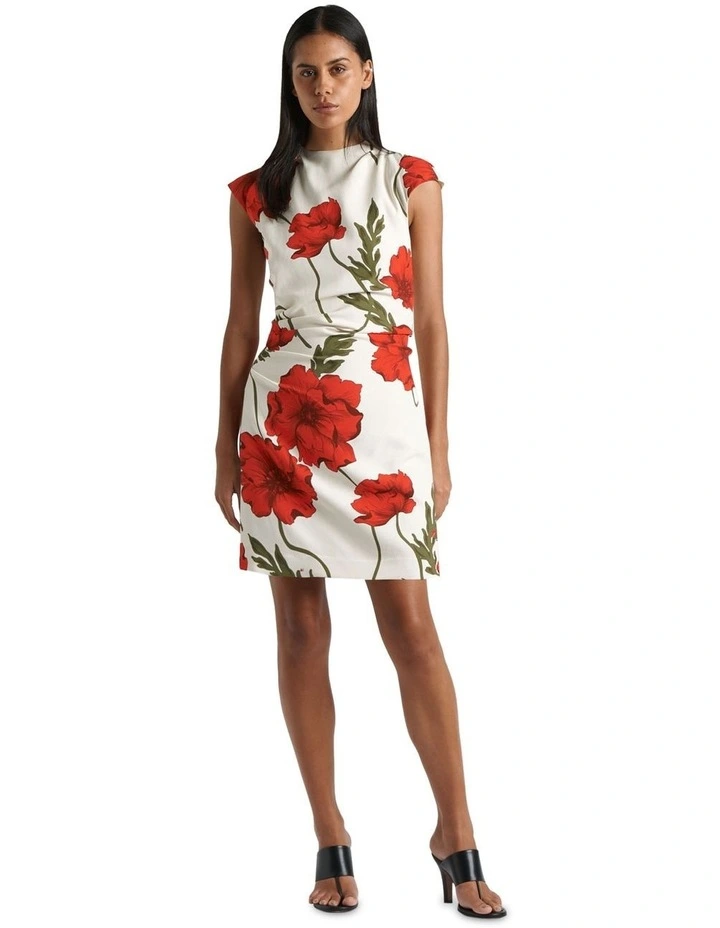 Poppy Tucked Mini Dress in White image 1