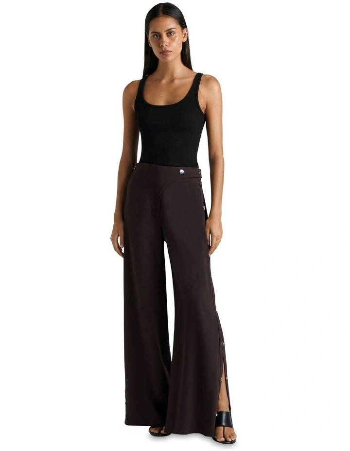Press Stud Wide Leg Pant in Plum image 1