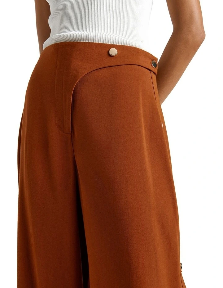 Press Stud Wide Leg Pant in Caramel image 4