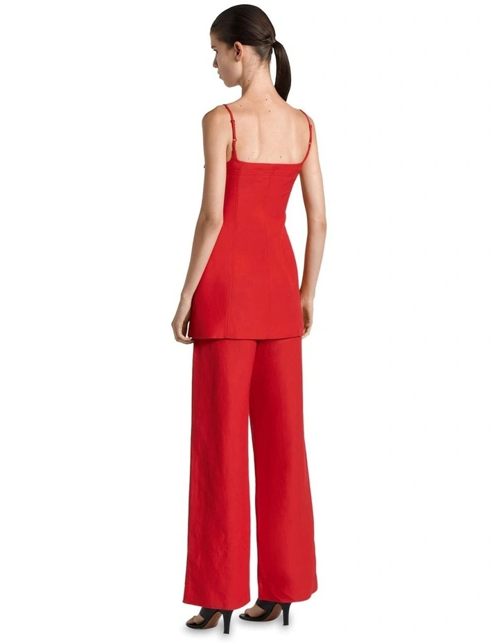 Linen Blend Wide Leg Pant in Chilli image 2