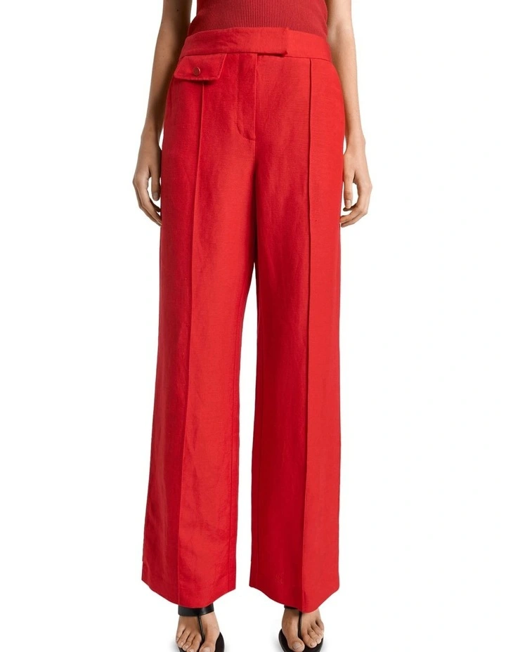 Linen Blend Wide Leg Pant in Chilli image 3