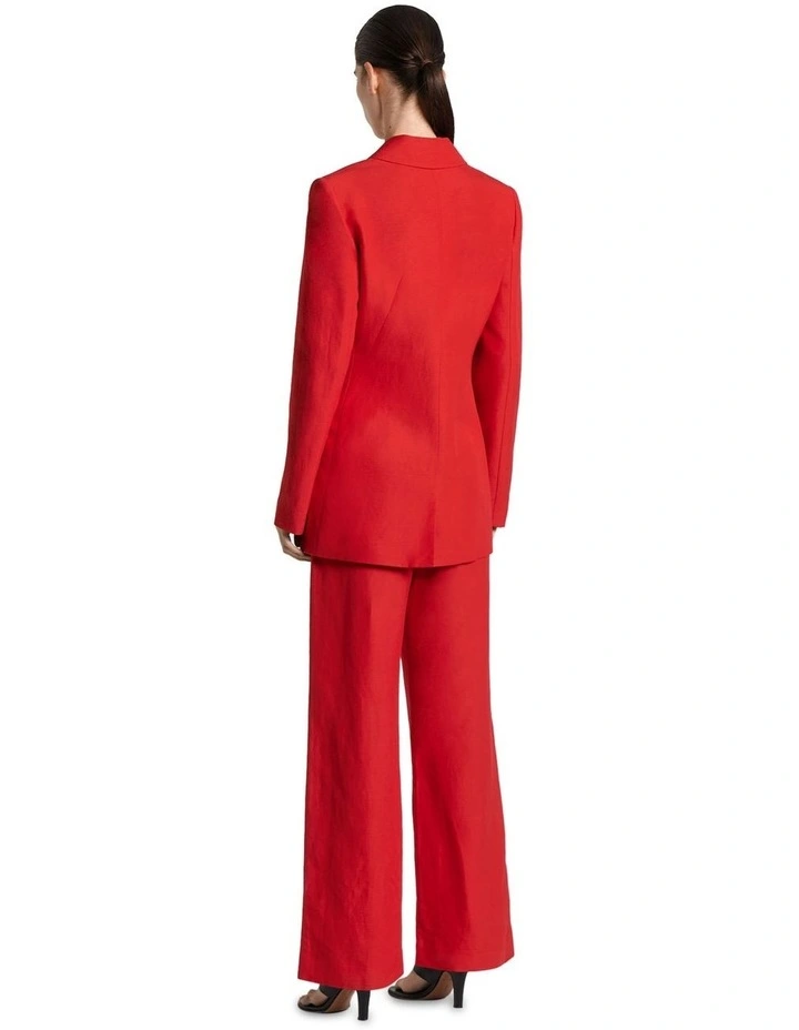 Linen Blend Hourglass Blazer in Red image 2