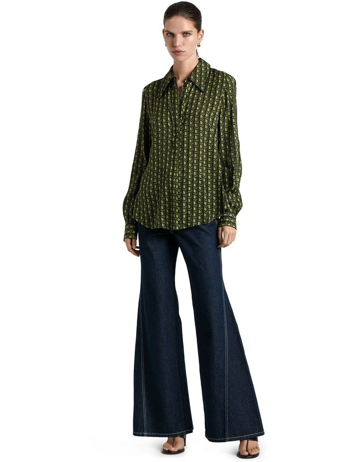 Mosaic Geo Twill Shirt in Dark Olive image 4