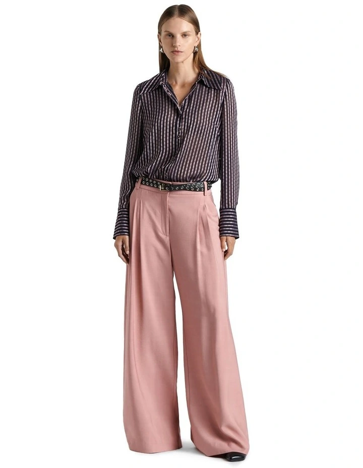 Burnout Textured Stripe Shirt in Black image 1