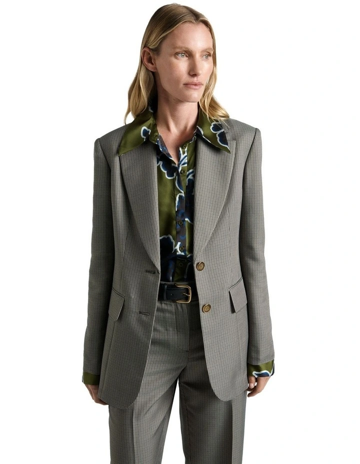 European Micro Check Blazer in Black image 3