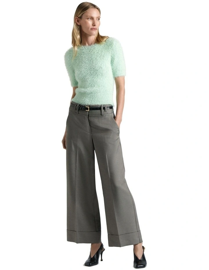Fluffy Short Sleeve Knit in Green image 1