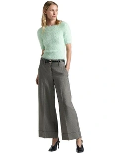 European Micro Check Cropped Pant in Black