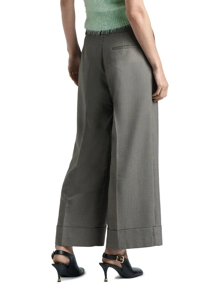 European Micro Check Cropped Pant in Black image 2