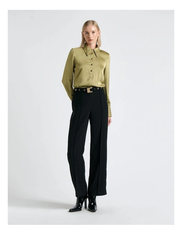 Recycled Satin Shirt in Green image 1