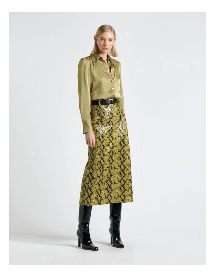 Recycled Satin Shirt in Green image 4